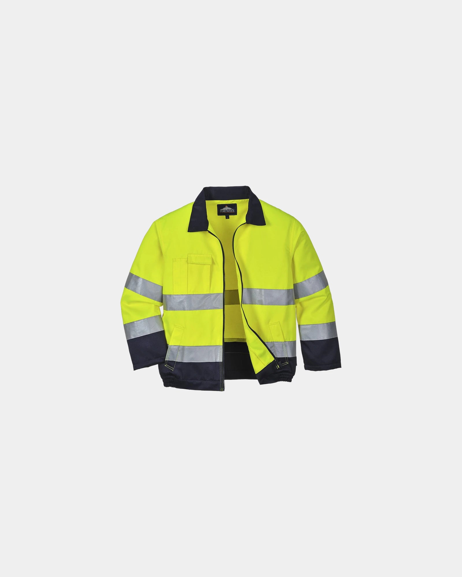 Giacca alta visibilità policotone Madrid da personalizzare - Giallo-Blu Navy