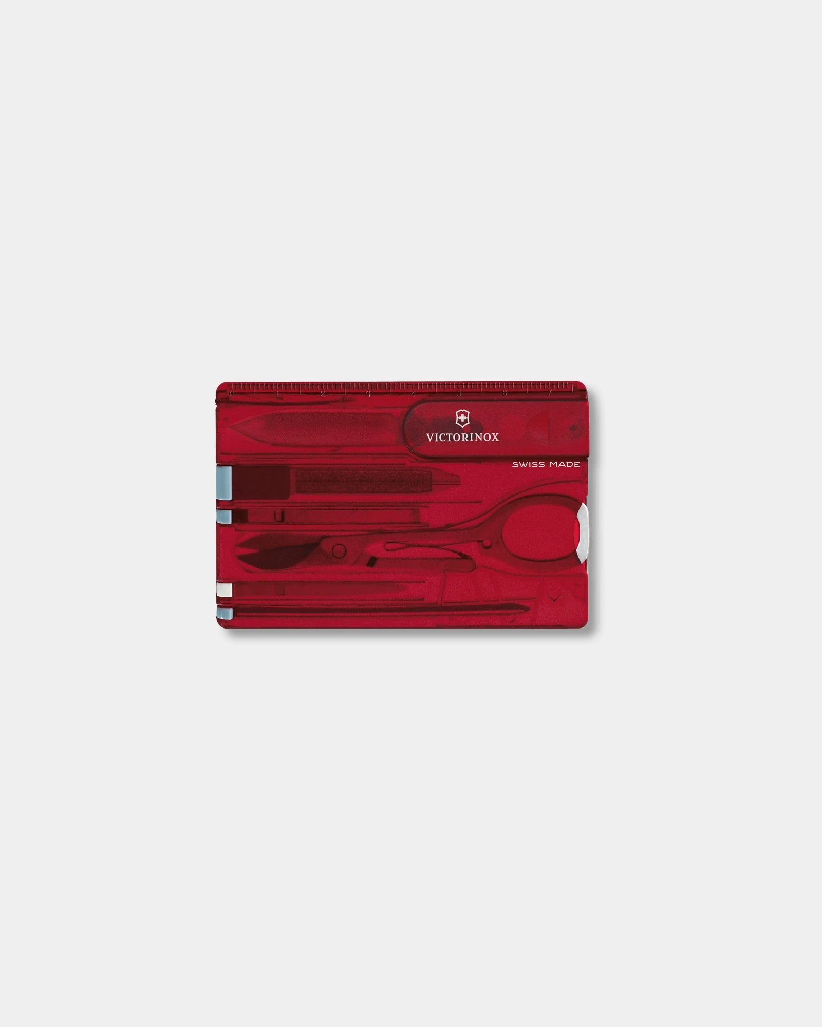 Multitool tascabile Victorinox Swiss Card da personalizzare - Rosso Trasparente