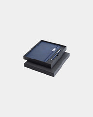 Set taccuino A5 e penna roller riciclato da personalizzare - Blu Oceano