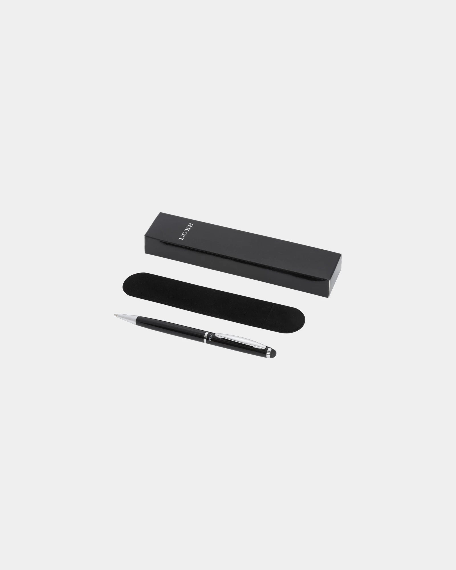 Penna a sfera stylus metallo con astuccio da personalizzare - Nero