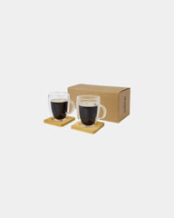 Set 2 bicchieri termici vetro bambù 350ml da personalizzare - Traslucido
