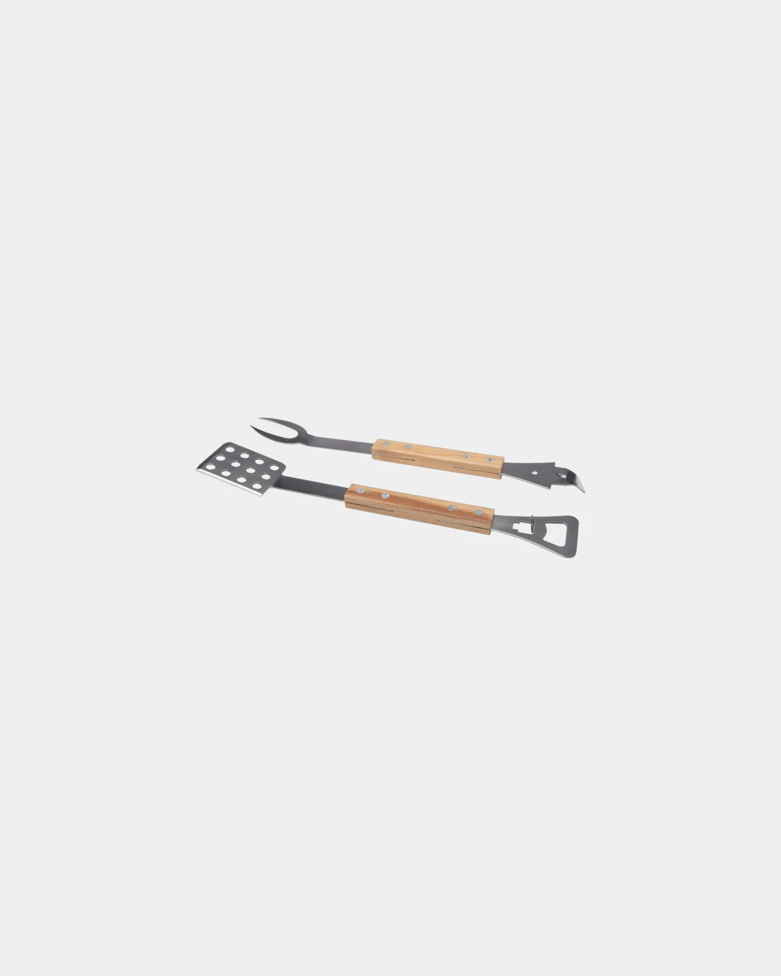 Set barbecue 4 in 1 acciaio riciclato RCS da personalizzare - Naturale