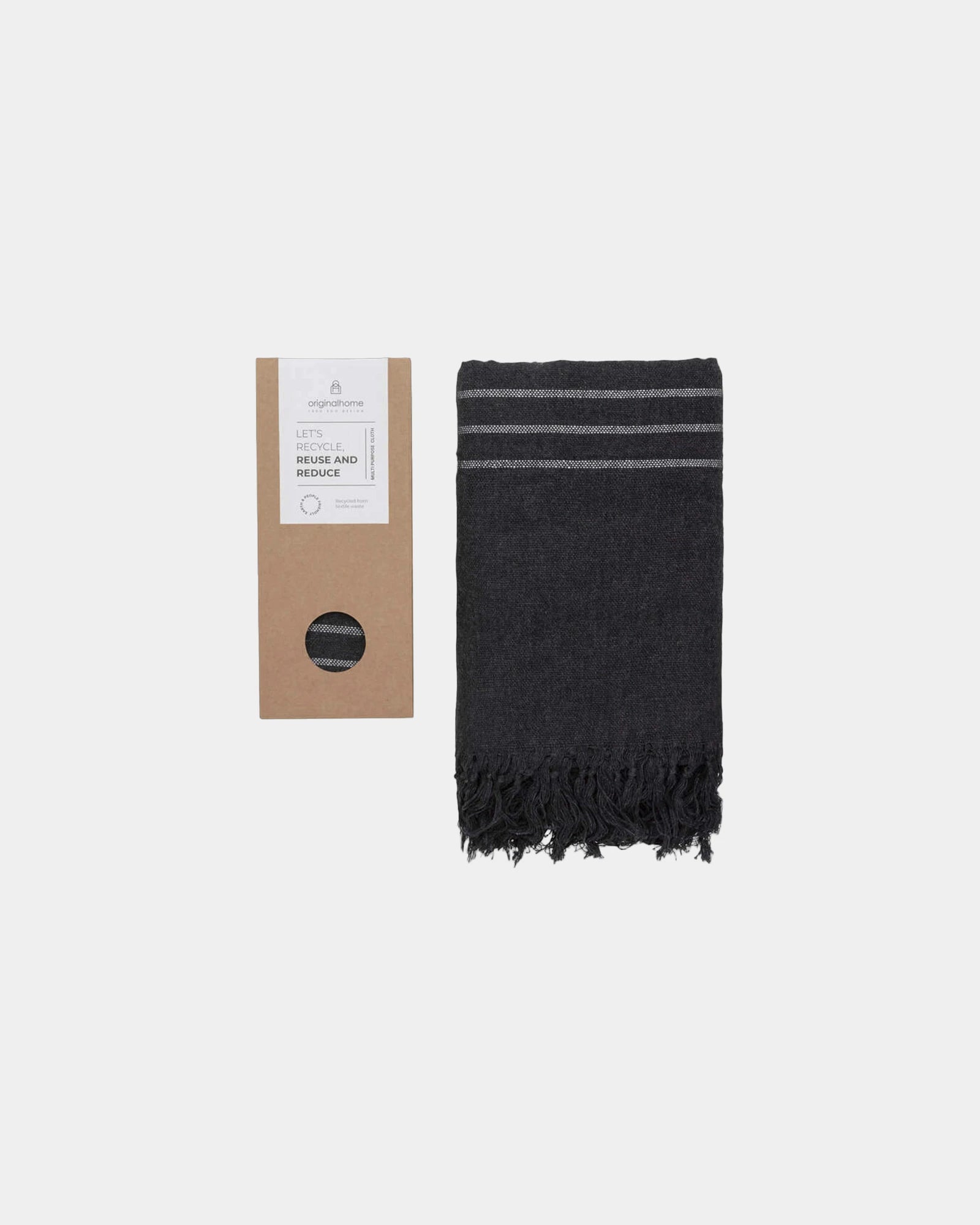 Telo multiuso cotone riciclato 85x175 da personalizzare - Nero