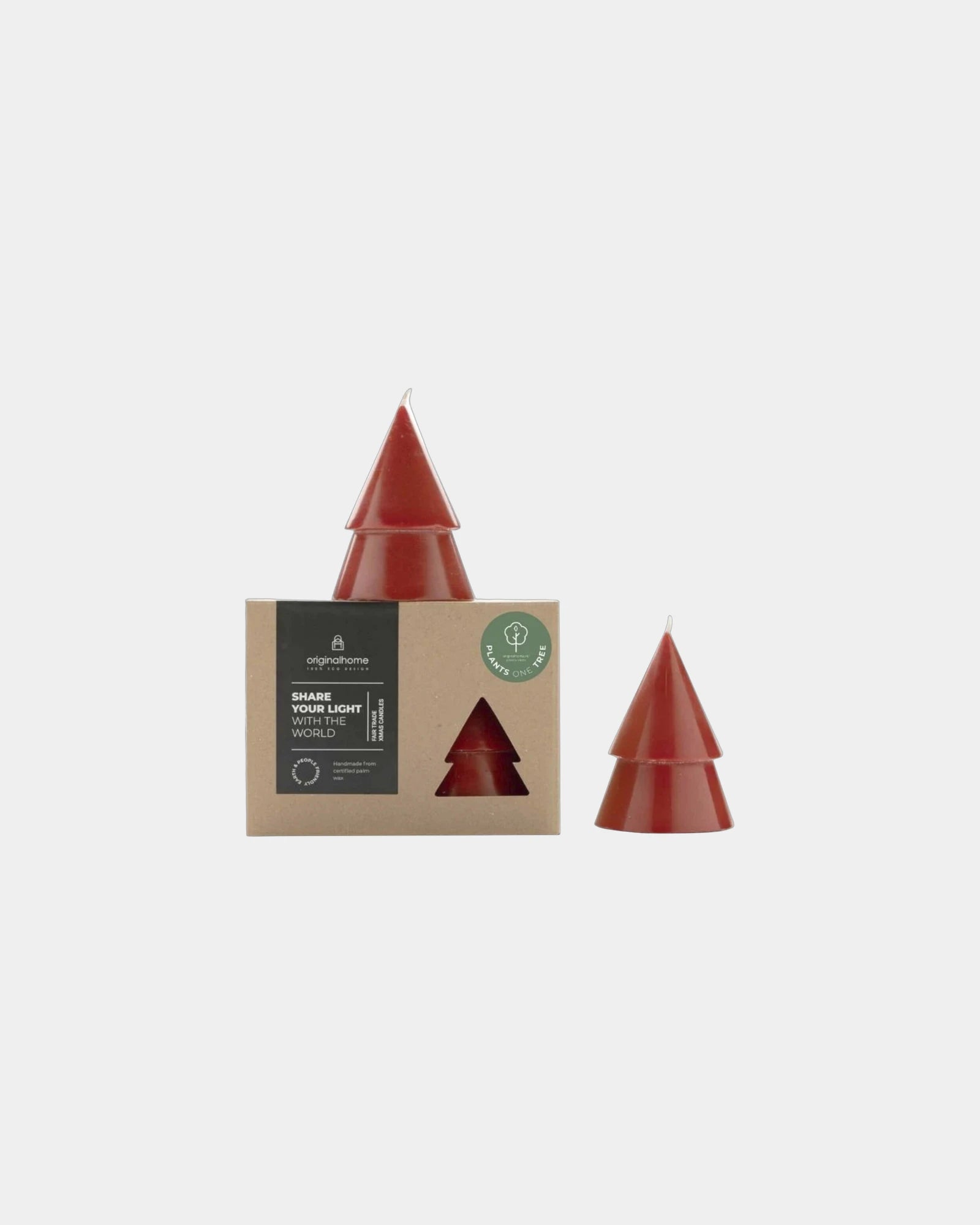 Candela naturale a forma di albero set 2 da personalizzare - Rosso