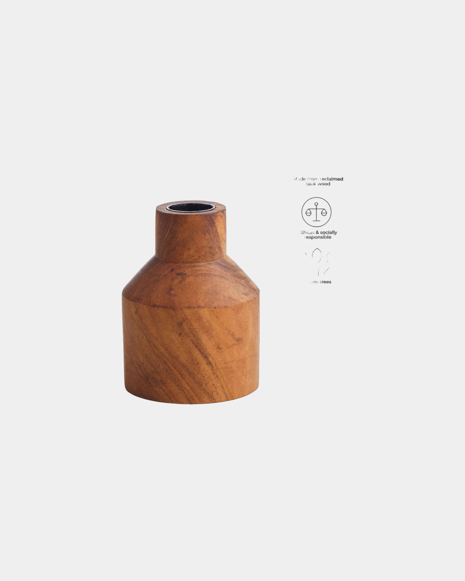 Portacandela legno riciclato teak da personalizzare - 1