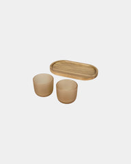 Vassoio legno acacia con tazze vetro Male da personalizzare - 2