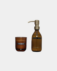 Set sapone mani e candela profumata 250ml da personalizzare - Marrone