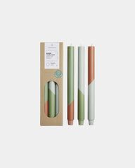 Candele righe diagonali cera vegetale set da 3 - Verde Erica