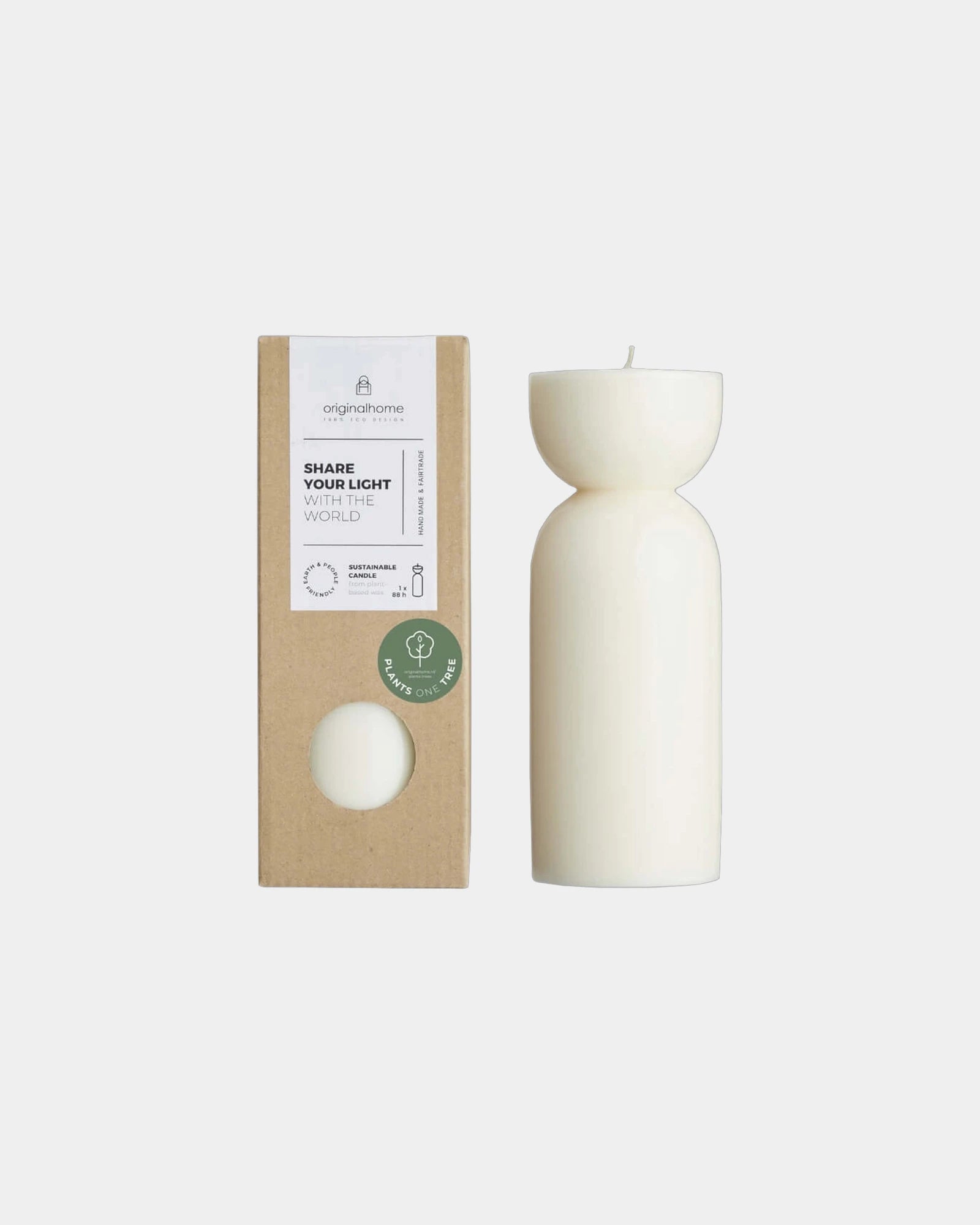 Candela biologica cera vegetale 88h da personalizzare - Bianco Panna