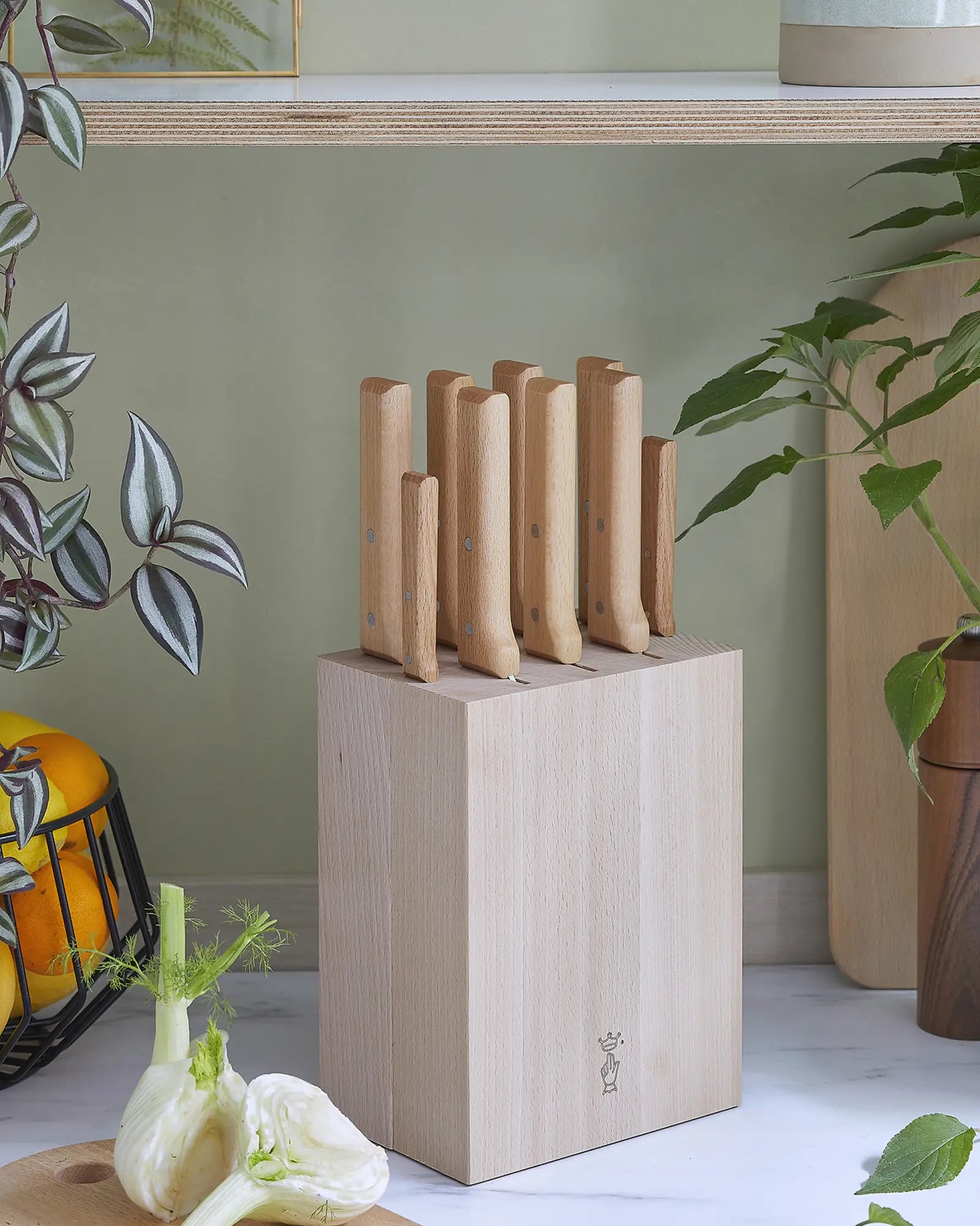 Blocco portacoltelli faggio Opinel 9 posti da personalizzare - 4