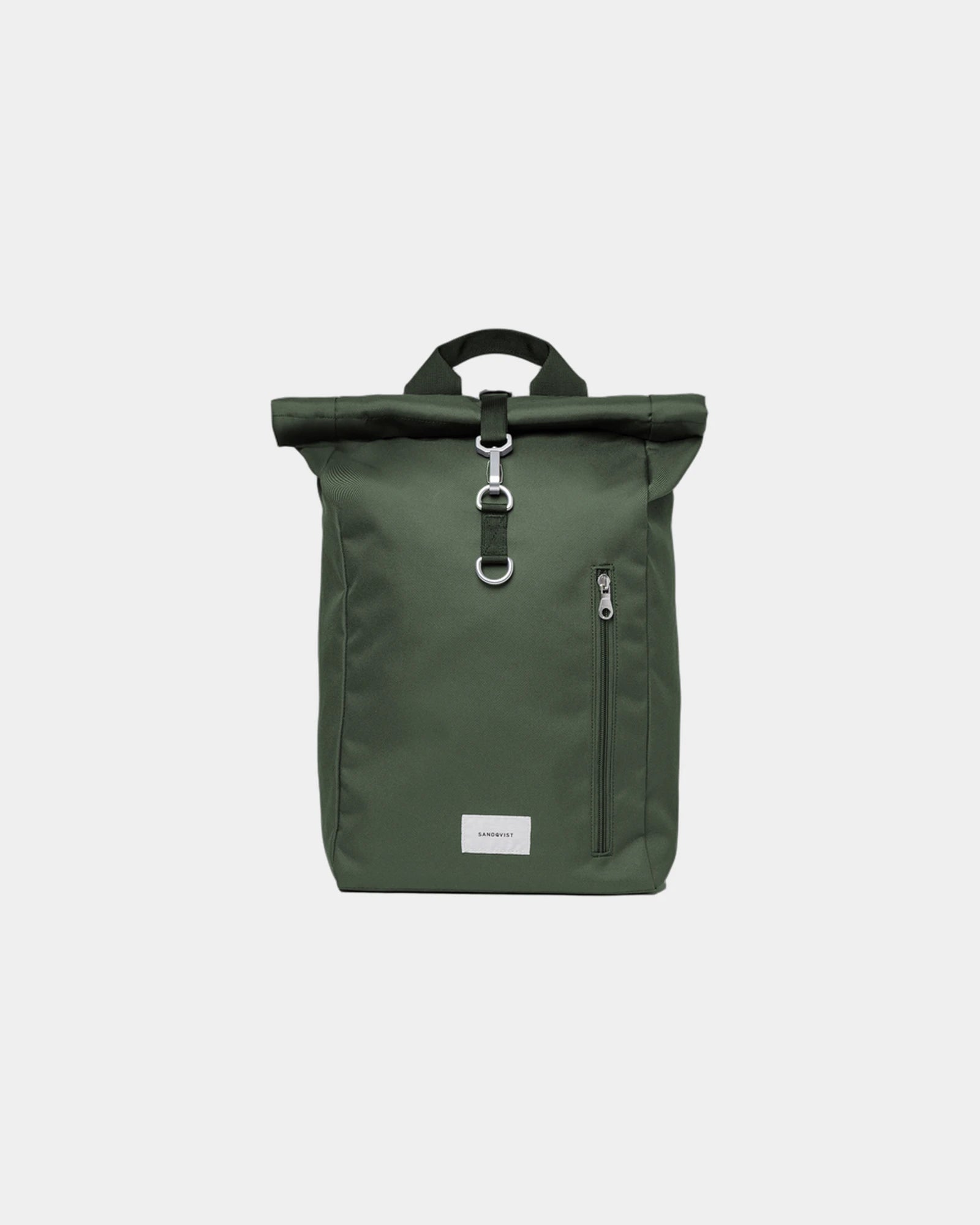 Zaino riciclato Sandqvist Ground Rolltop da personalizzare - Verde Dawn con cordino verde Dawn