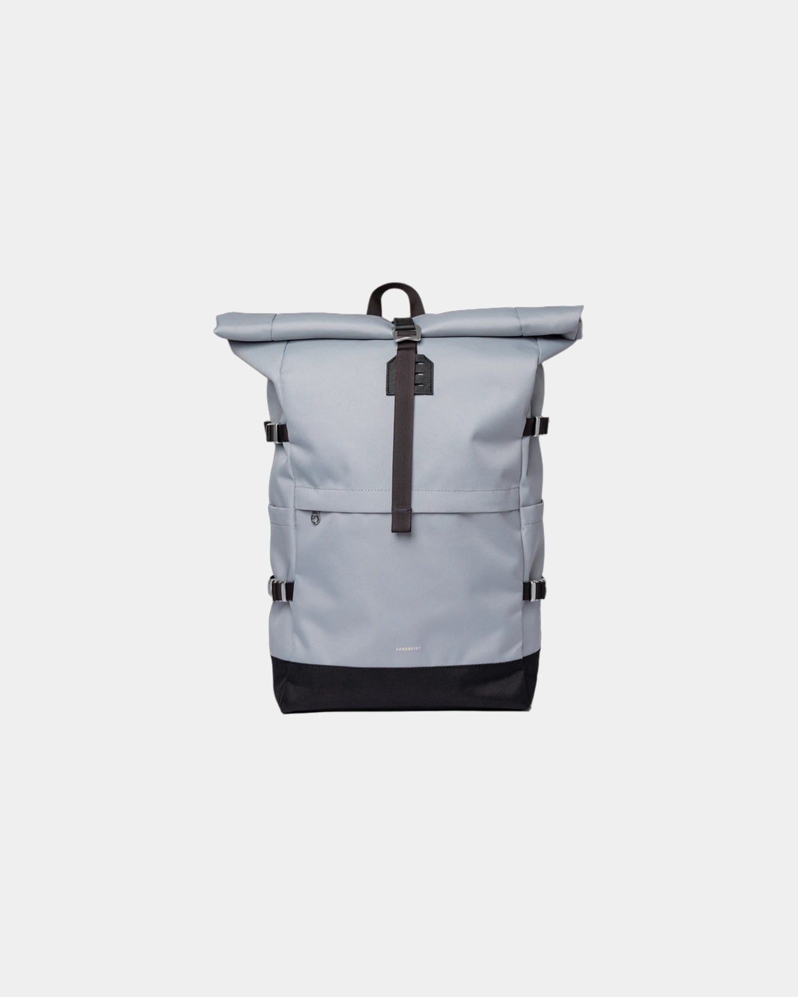 Zaino roll-top Sandqvist ICON 26L da personalizzare - Blu ghiaccio con pelle nera