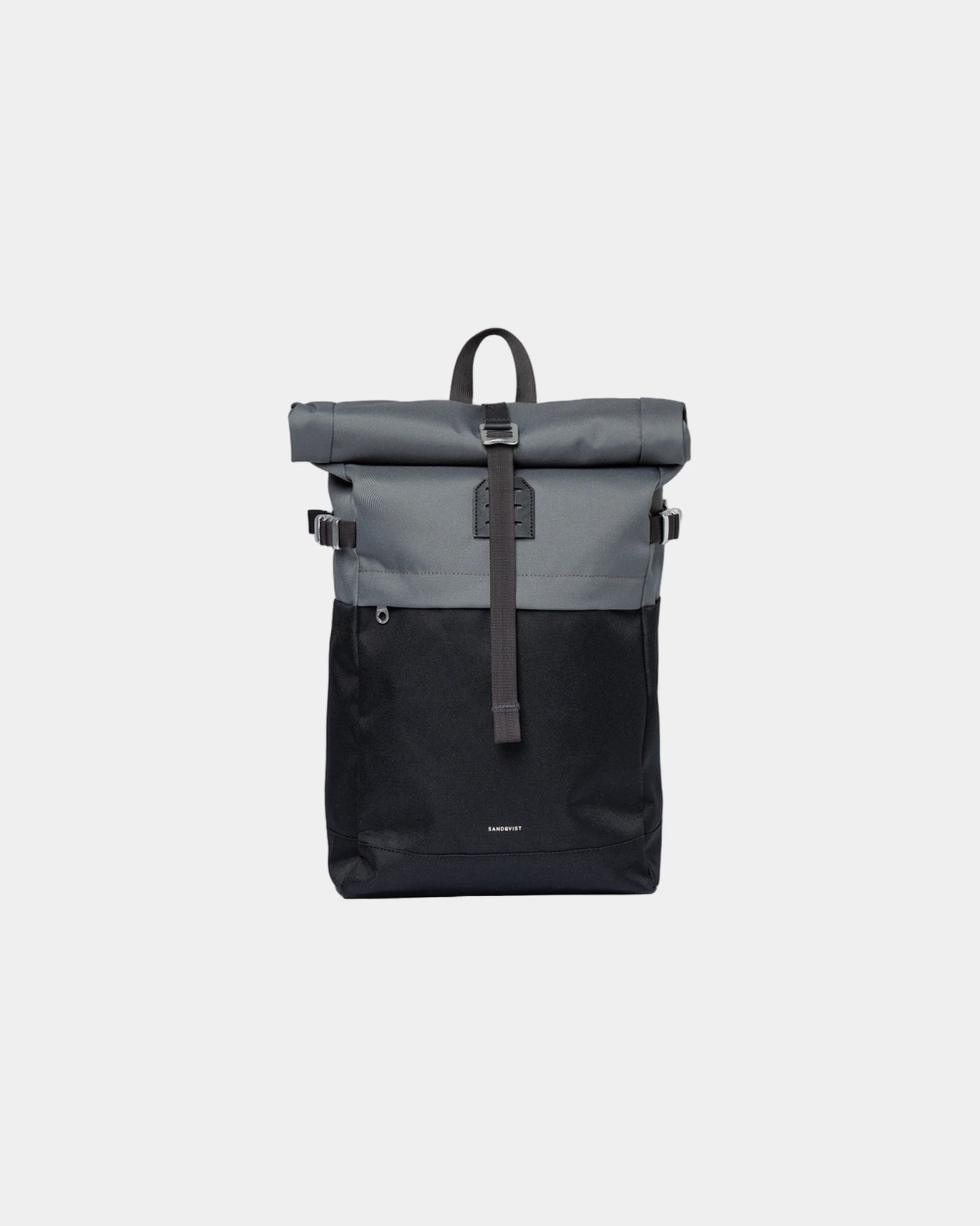 Zaino roll-top riciclato Sandqvist Icon da personalizzare - Multicolore scuro con pelle nera