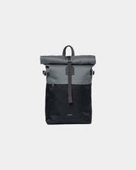 Zaino roll-top riciclato Sandqvist Icon da personalizzare - Multicolore scuro con pelle nera