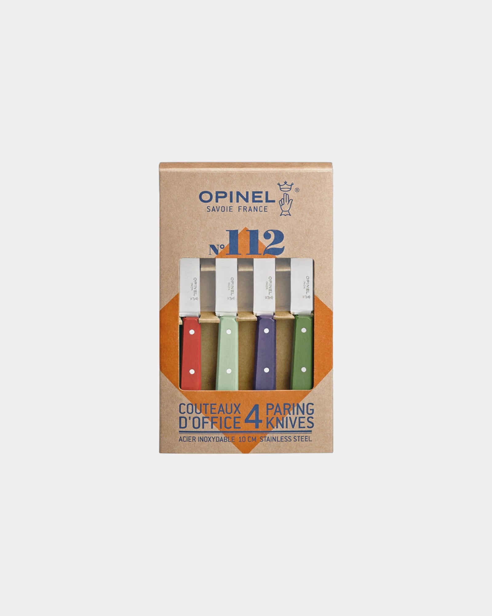 Set 4 coltelli Opinel N°112 acciaio inox da personalizzare - Rosso