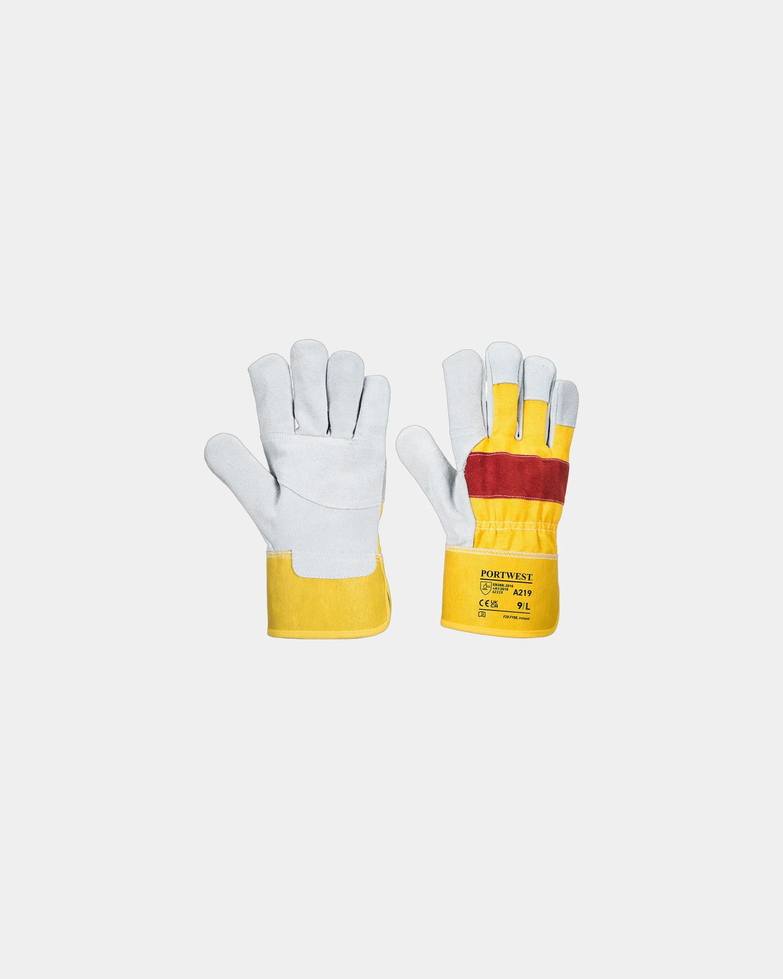 Guanti da lavoro in pelle rinforzata da personalizzare - Giallo-Rosso