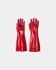 Guanti PVC rossi 45 cm cotone a maglia interna da personalizzare - Rosso