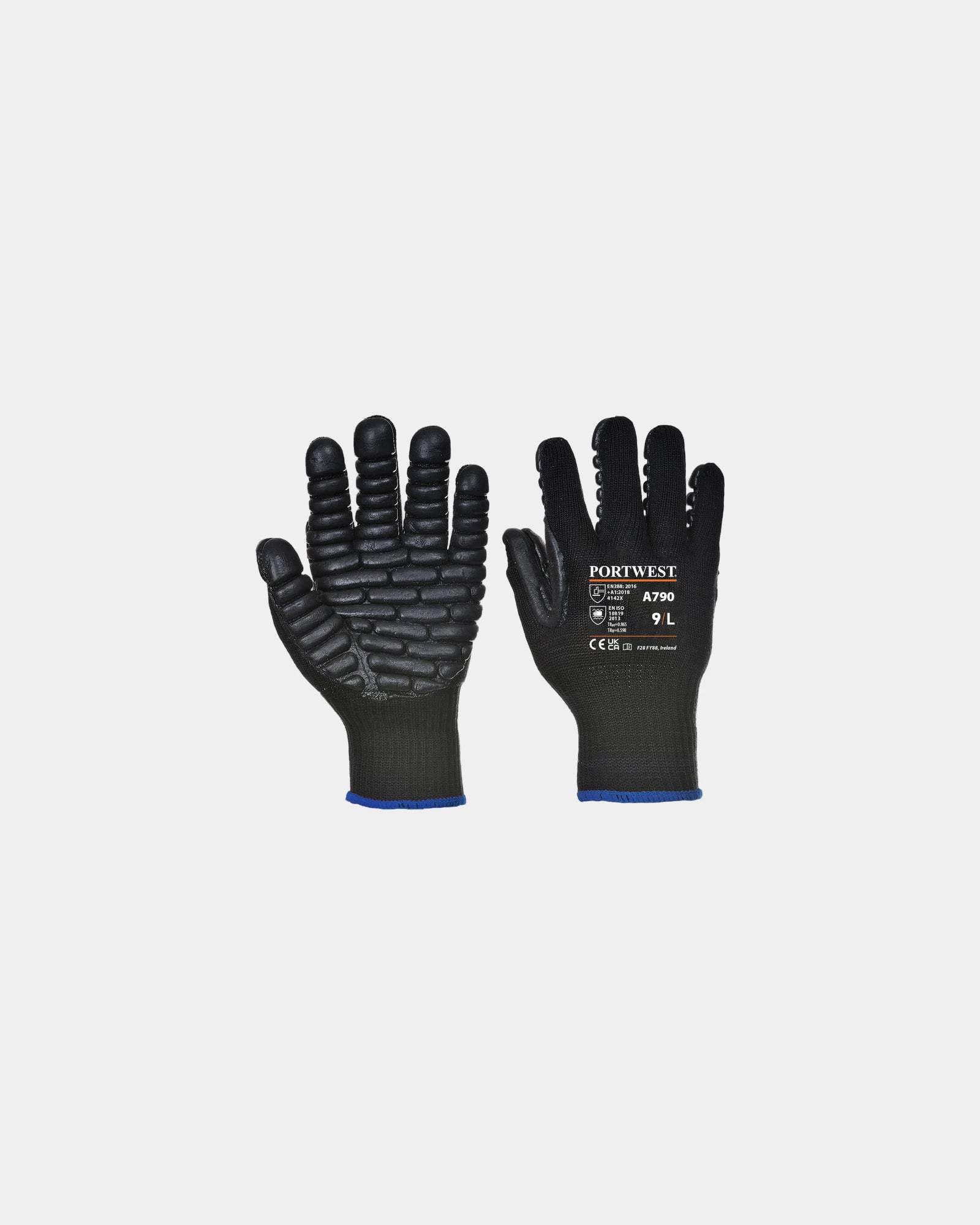 Guanti antivibrazione certificati EN 388 da personalizzare - Nero-Blu Cielo