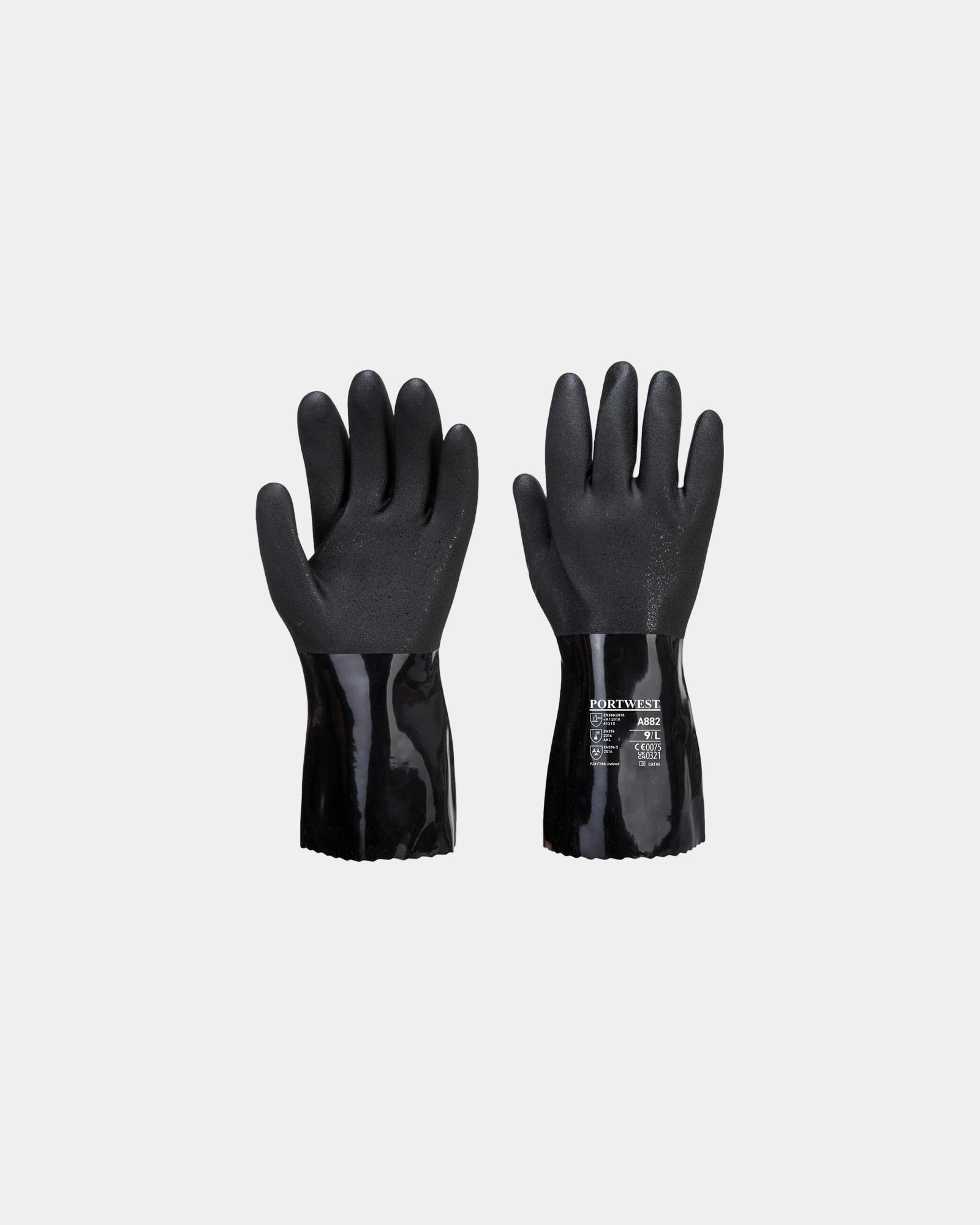 Guanto chimico PVC ESD antistatico da personalizzare - Nero-Blu Cielo