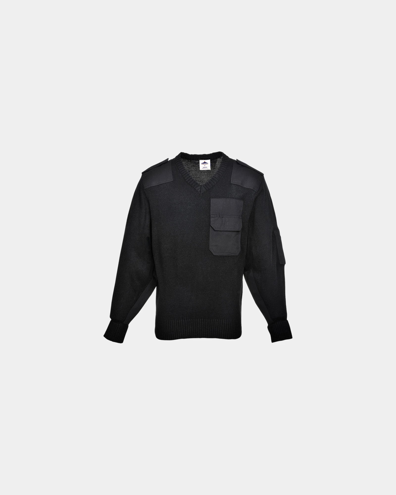 Pullover acrilico rinforzi spalle e gomiti da personalizzare - Nero-Blu Cielo