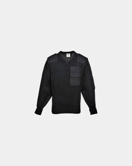 Pullover acrilico rinforzi spalle e gomiti da personalizzare - Nero-Blu Cielo