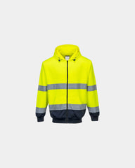 Felpa con cappuccio bicolore 300 g/m² da personalizzare - Giallo-Blu Navy
