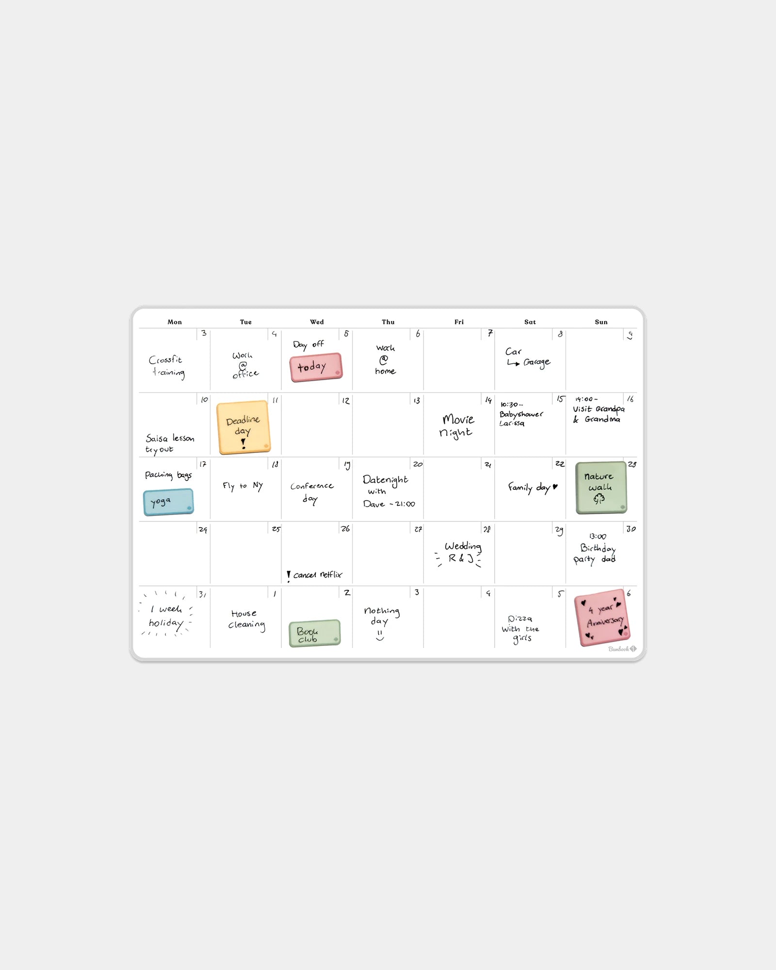 Calendario mensile adesivo Bambook da personalizzare - Bianco