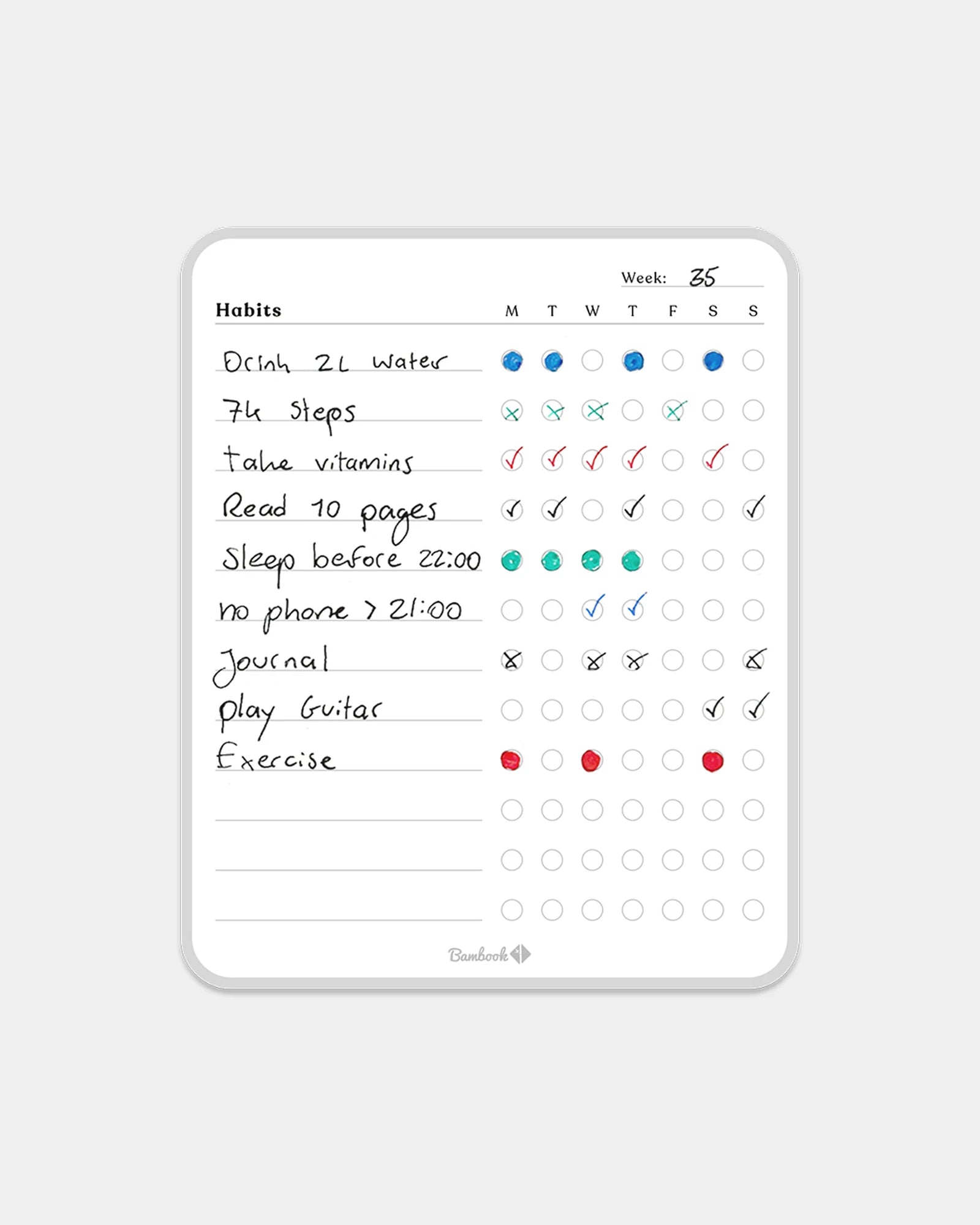 Tracker abitudini adesivo Bambook da personalizzare - Bianco