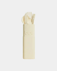 Set posate bio-composite fibra legno da personalizzare - Panna