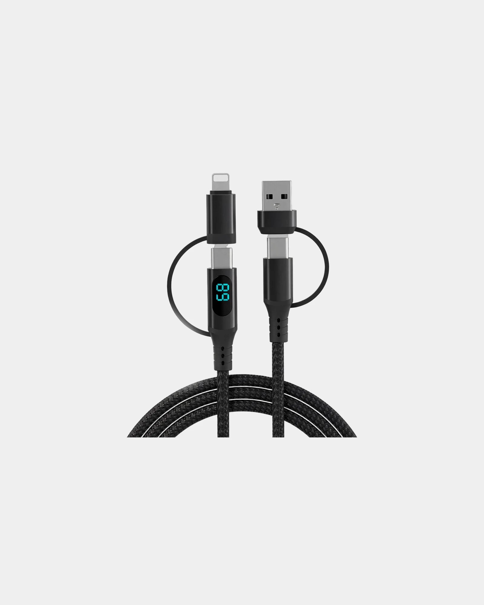 Multi-cavo USB 4 in 1 display LED da personalizzare - Nero