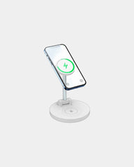 Caricatore magnetico pieghevole 2-in-1 da personalizzare - Bianco