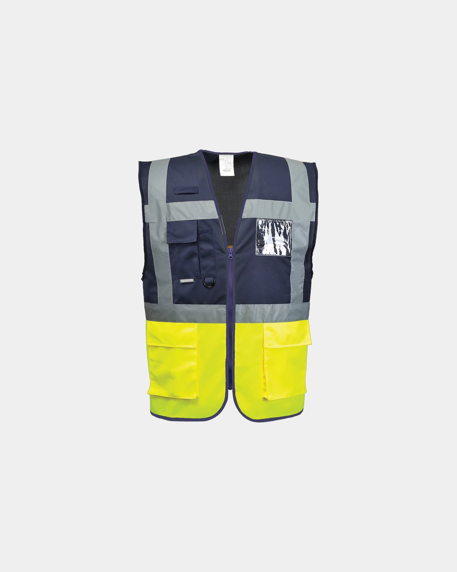 Gilet alta visibilità bicolore Executive da personalizzare - Giallo-Blu Navy