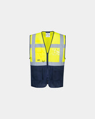 Gilet alta visibilità tessuto traspirante da personalizzare - Giallo-Blu Navy
