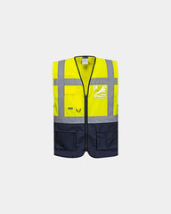 Gilet Executive con tasche poliestere da personalizzare - Giallo-Blu Navy
