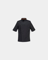 Giacca da cucina traspirante manica corta da personalizzare - Nero-Blu Cielo