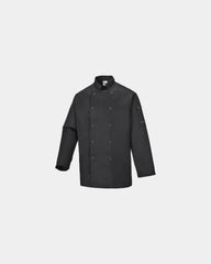 Giacca da cucina chiusura a pressione da personalizzare - Nero-Blu Cielo