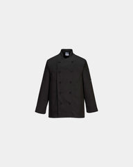 Giacca da cucina unisex in policotone da personalizzare - Nero-Blu Cielo
