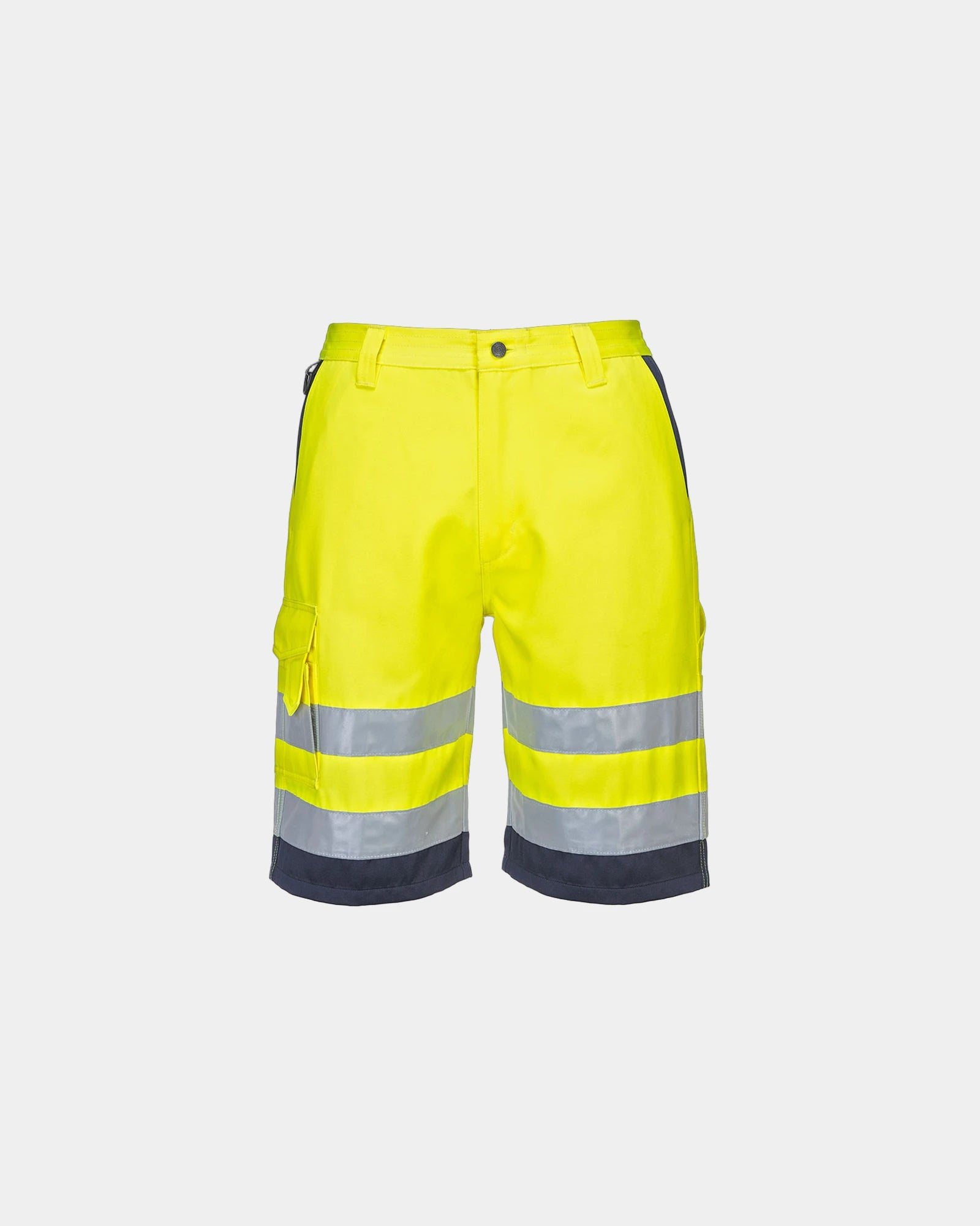 Bermuda alta visibilità poliestere-cotone da personalizzare - Giallo-Blu Navy