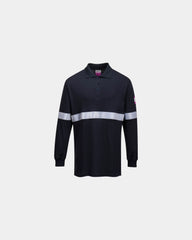 Polo maniche lunghe antistatico ignifugo da personalizzare - Blu Navy