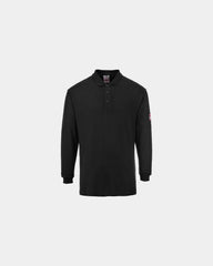 Polo maniche lunghe antistatica ignifuga da personalizzare - Nero-Blu Cielo