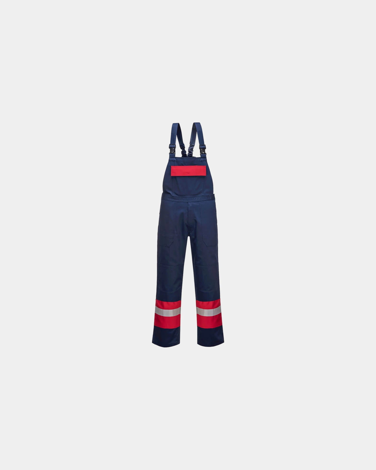 Salopette bicolore multitasche riflettente da personalizzare - Blu Navy