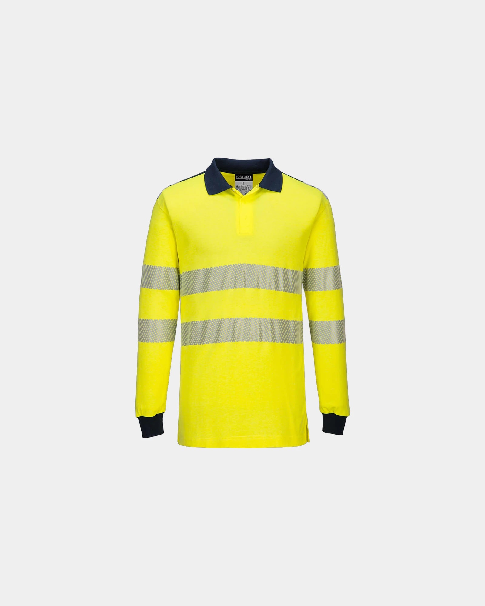 Polo alta visibilità ignifuga da personalizzare - Giallo-Blu Navy