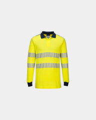 Polo alta visibilità ignifuga da personalizzare - Giallo-Blu Navy
