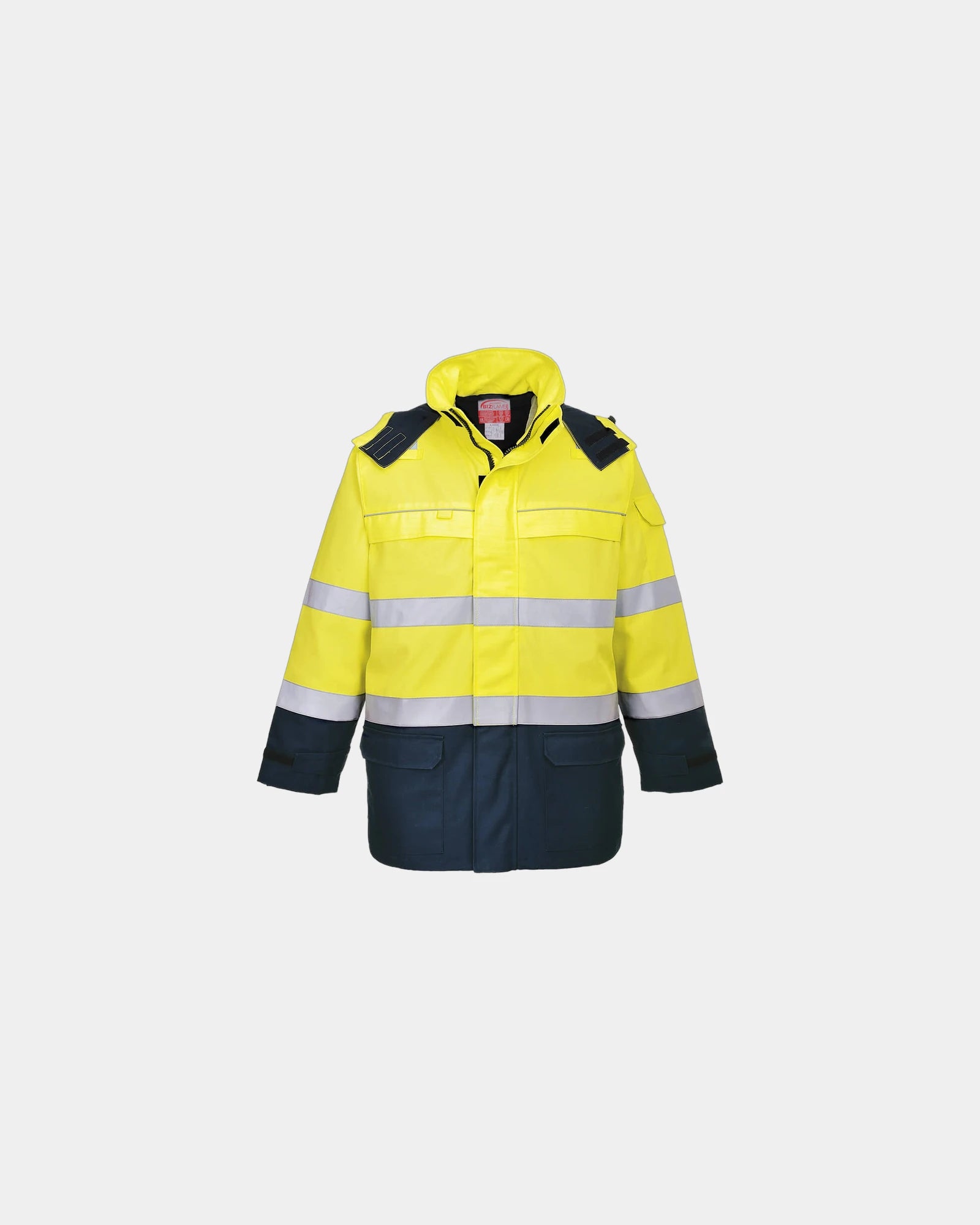 Giacca alta visibilità certificata da personalizzare - Giallo-Blu Navy
