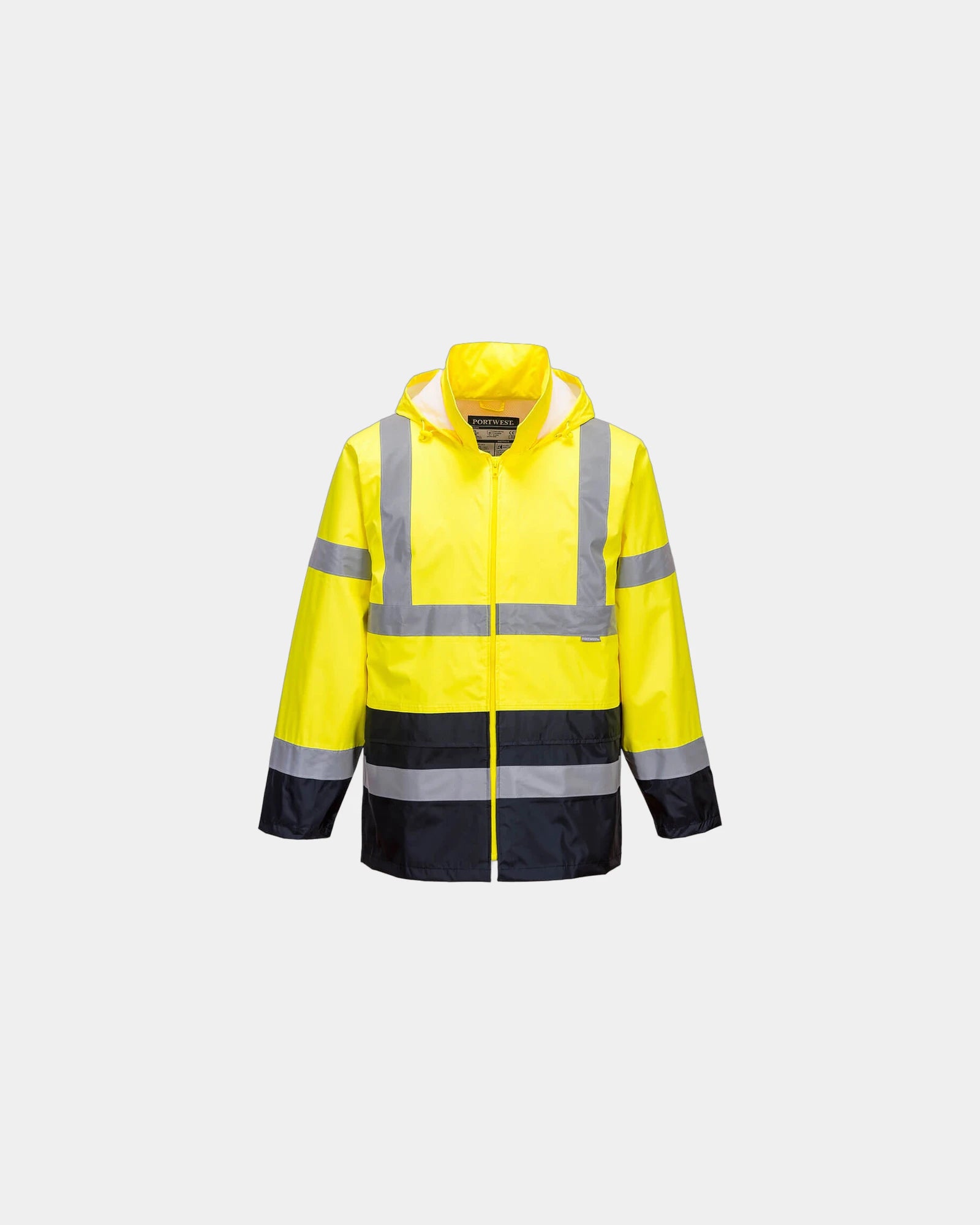 Giacca antipioggia alta visibilità da personalizzare - Giallo-Blu Navy