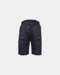 Bermuda antistrappo elasticizzato multitasche da personalizzare - Nero-Blu Cielo