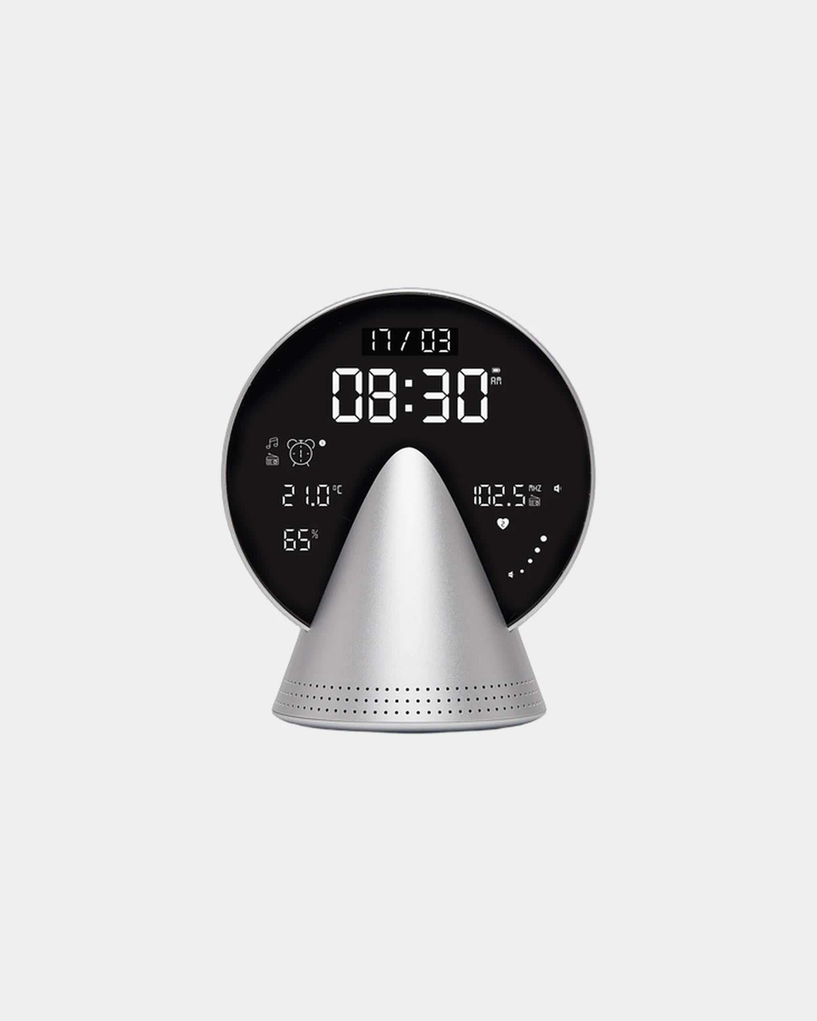 Radiosveglia Bluetooth Lexon Conic Clock da personalizzare - Alluminio Glacier