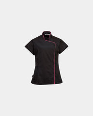 Tunica donna a portafoglio policotone 190g da personalizzare - Nero-Blu Cielo