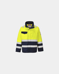 Giacca alta visibilità bicolore antifiamma da personalizzare - Giallo-Blu Navy