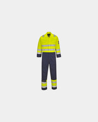 Tuta HV alta visibilità ignifuga da personalizzare - Giallo-Blu Navy